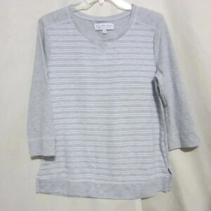 LIVE LOVE LOUNGE, SZ SMALL, GRAY STRIPE‎ PULL OVER SHIRT